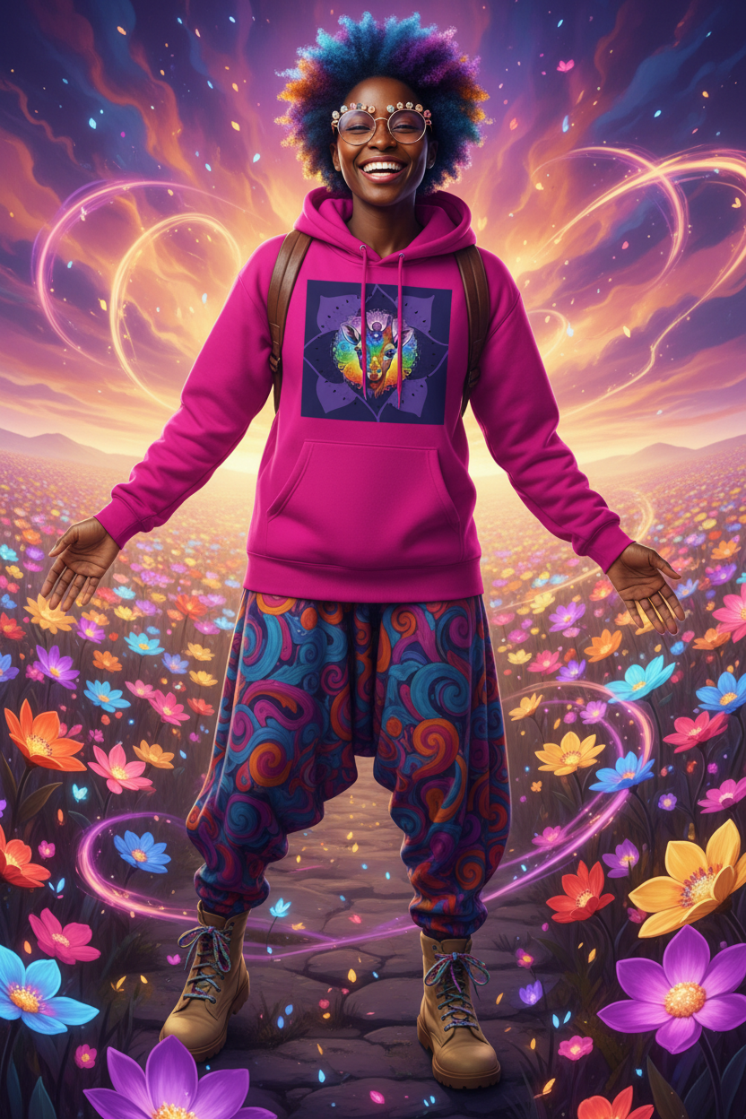 Chakra Giraffe Violet Nebula — Urban Genie Mockup Retry