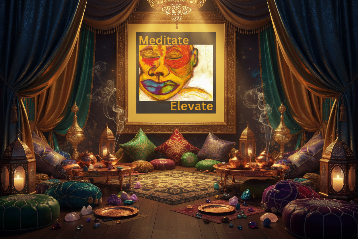 Meditate to Elevate — Genie Room Wall Art Mockup